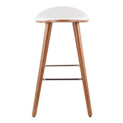 Saddle - Mid-Century Modern Counter Stool (Set of 2) - Walnut / White