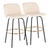 Toriano - Contemporary Fixed Height Barstool With Swivel With Round Footrest (Set of 2) - Cream / Black