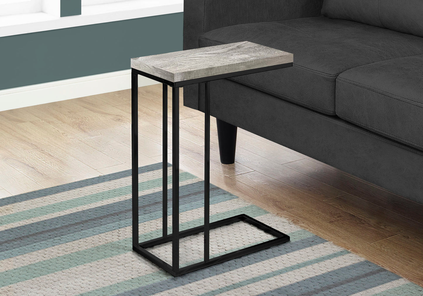 Accent Table, C - Shaped, Contemporary Stylish - Gray
