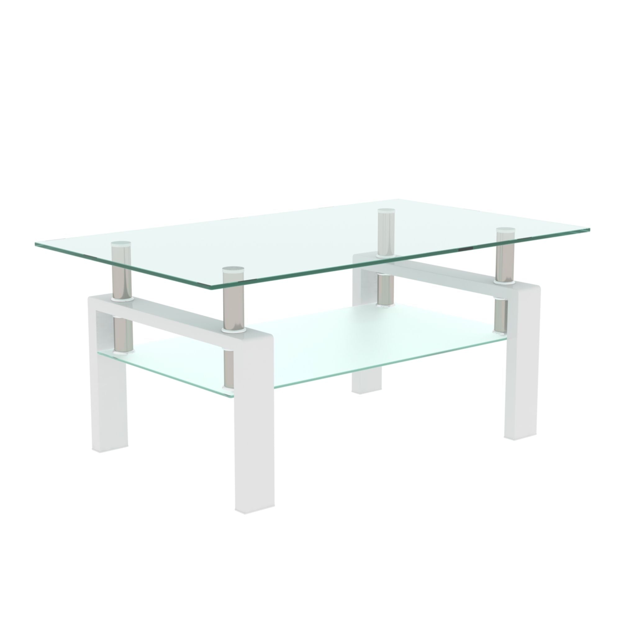 Clear Coffee Table, Modern Side Center Tables - White