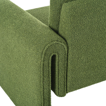 Modern Boucle Upholstered Accent Chair Sturdy Support & Luxurious Comfort Solid, Manufactured Wood - Green