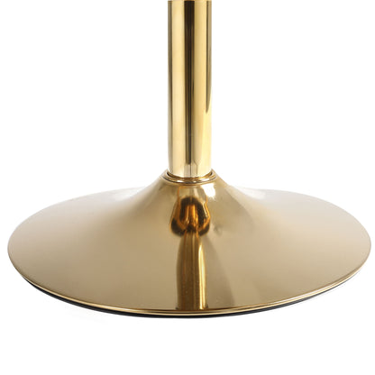 Velvet Bar Chair, Pure Gold Plated, Unique Design, 360 Degree Rotation, Adjustable Height, Suitable For Dining Room And Bar, (Set of 2) - Off White