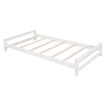 Twin Over Twin Bunk Bed With LED Light And USB Ports - White