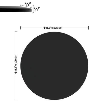 32" Round Tempered Glass Table Top Glass 2 / 5" Thick Beveled Polished Edge - Black