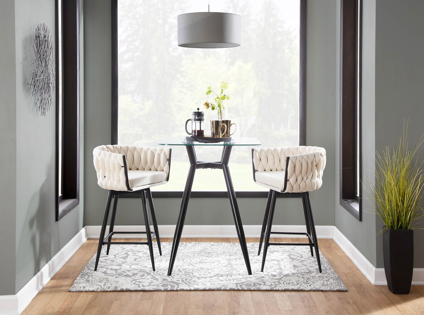 Clara - Mid-Century Modern Square Counter Table - Black / Clear