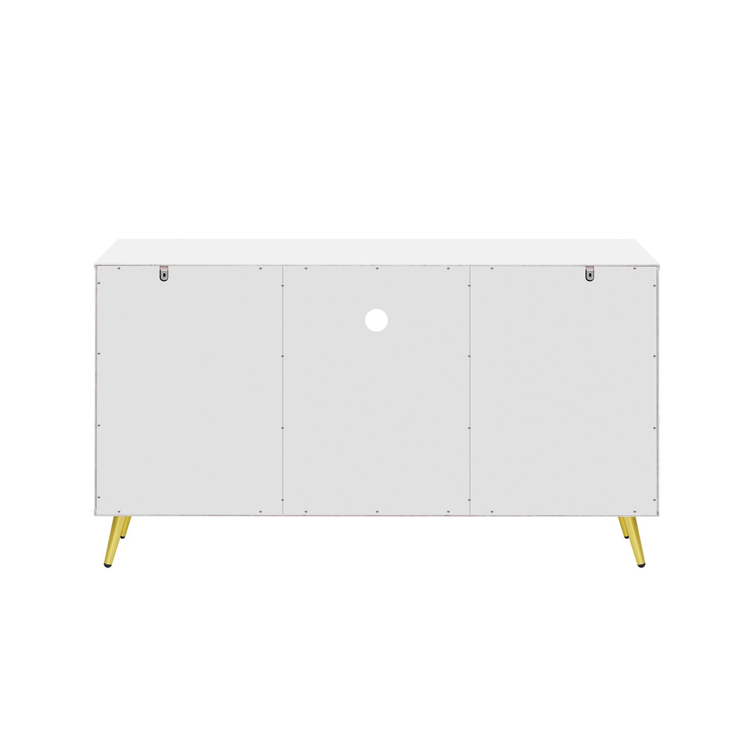 Modern TV Stand For TVs Up To 55", Entertainment Center Media Console, Adjustable Shelf, Metal Legs, Handles And Anti-Tip Device For Living Room - White
