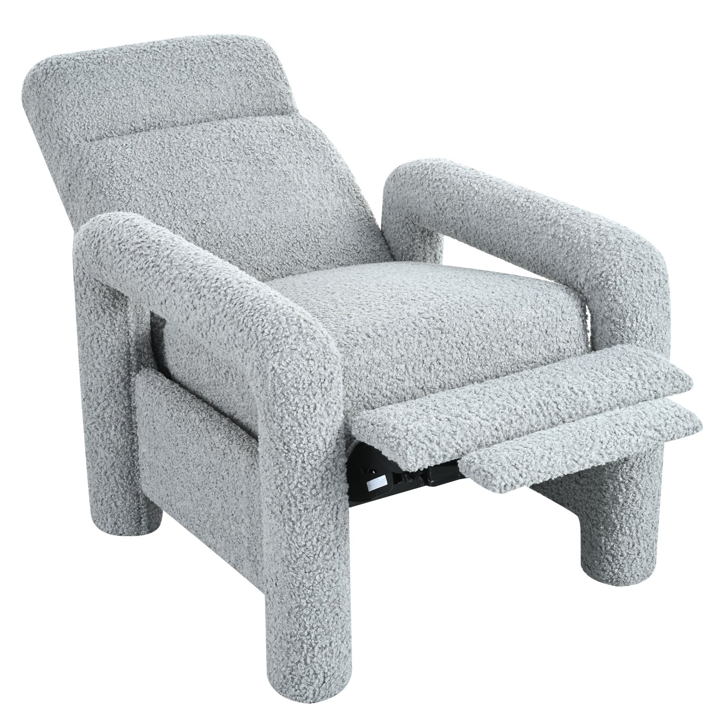 Push Back Recliner Armchair Upholstered Single Sofa With Adjustable Backrest For Living Room - Light Gray