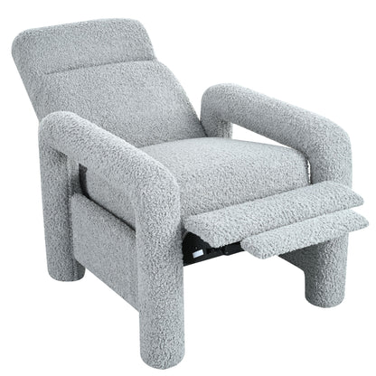 Push Back Recliner Armchair Upholstered Single Sofa With Adjustable Backrest For Living Room - Light Gray