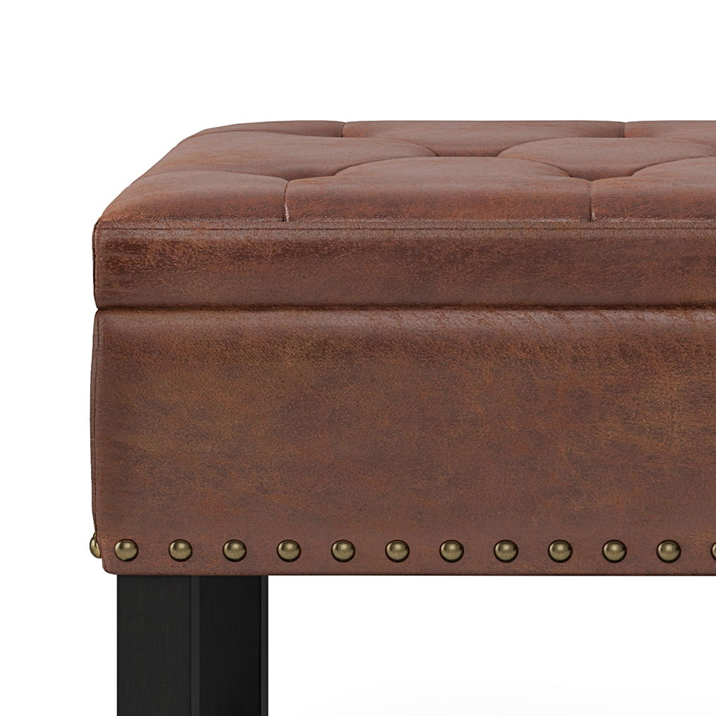 Lomond - Storage Ottoman Bench - Distressed Saddle Brown