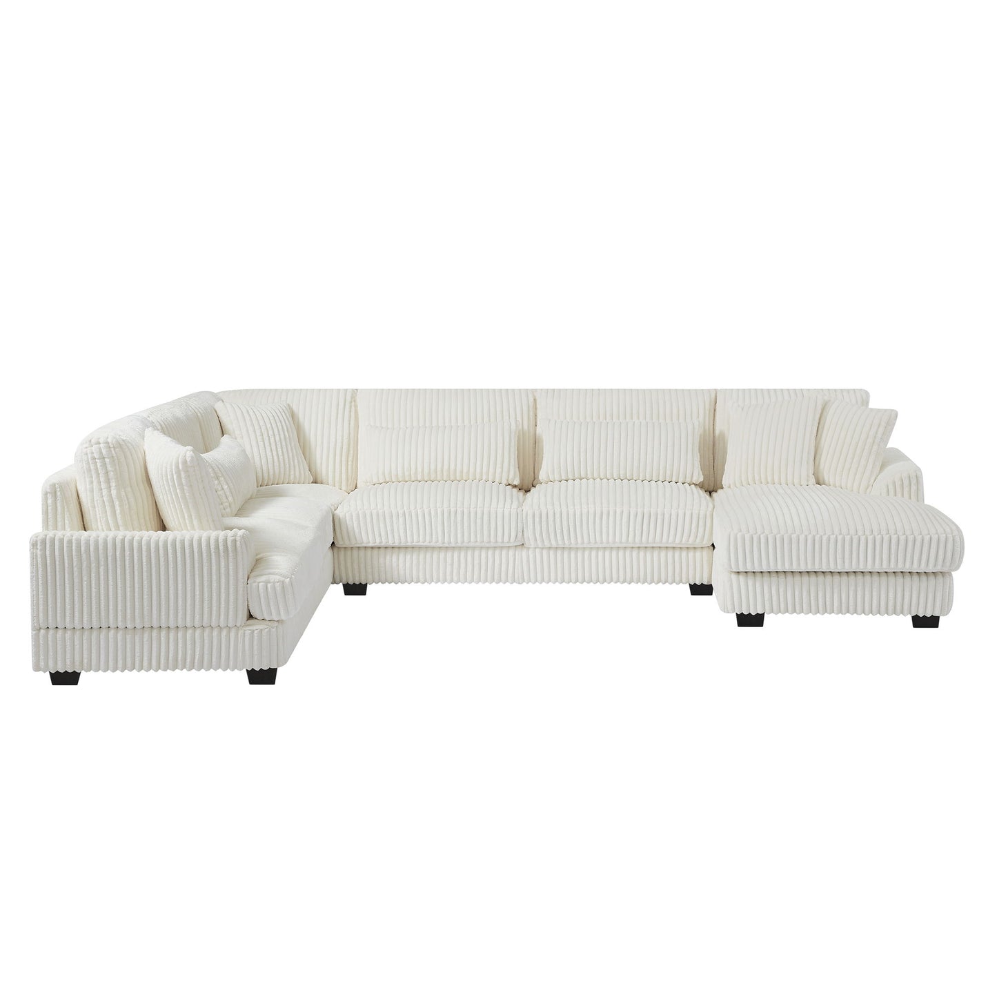 Oversized Sectional Sofa U - Shaped Sofa Couch Modern Sofa Upholstered In Soft Corduroy With A Chaise Lounge For Living Room - Beige