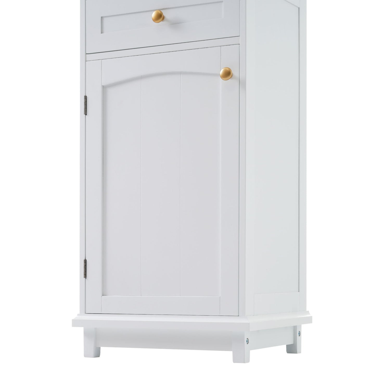Tall Bathroom Storage Cabinet With Glass Doors, Free-Standing, Two Drawers, And Adjustable Shelves, MDF Board, Painted Perfect For Displaying Your Favorite Items - White