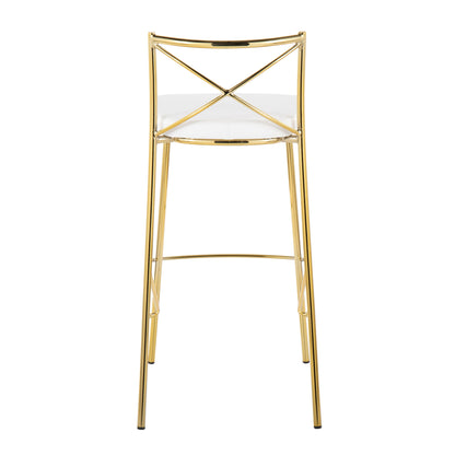 Modern Charlotte - Contemporary Fixed Height Barstool (Set of 2) - Gold / White