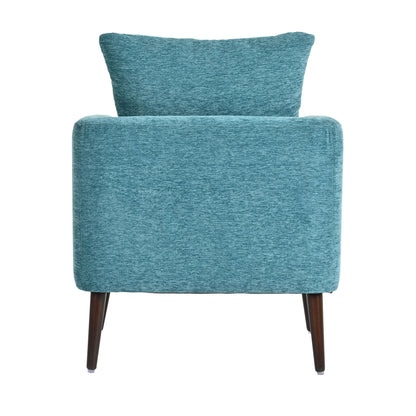 Accent Chair, Boucle Chair, Barrel Chair, Fabric Armchair Club Chair, Upholstered Arm Chair With Solid Wood Legs, Waist Pillow, Padded Single Chair For Living Room / Bedroom / Study / Waiting Room - Teal