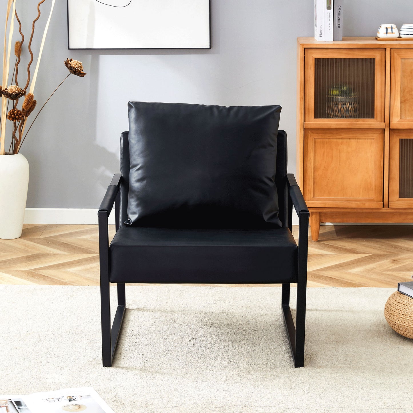Classic Metal Frame Sofa Ergonomically Designed, A Perfect Blend Of Modern And Industrial Styles - Black