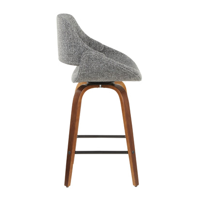 Fabrico - Mid-Century Modern, Counter Stool (Set of 2) - Walnut / Gray