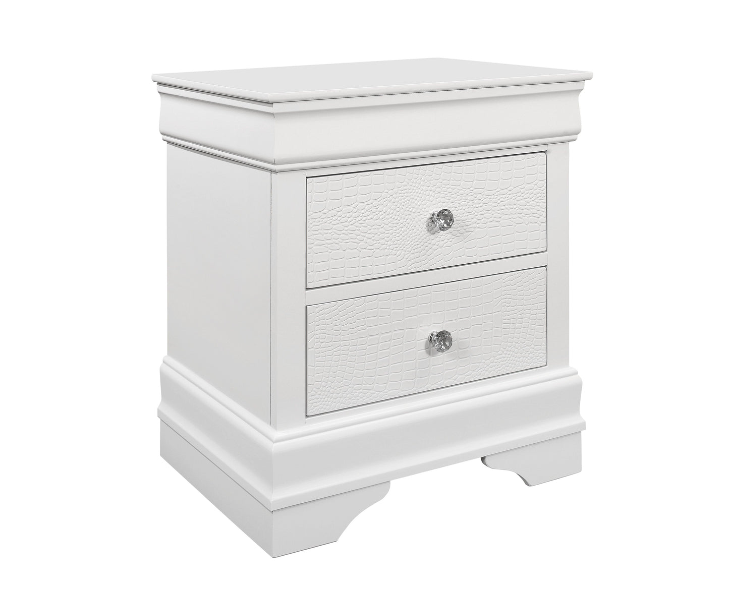 Shaker - Crocodile Metallic Nightstand - White