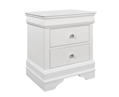 Shaker - Crocodile Metallic Nightstand - White