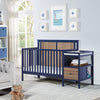 Connelly - 4 In 1 Crib and Changer Combo - Midnight Blue / Vintage Walnut