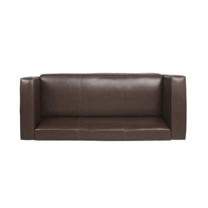 Contemporary 3 Seater Sofa With Tuxedo Design - Dark Brown