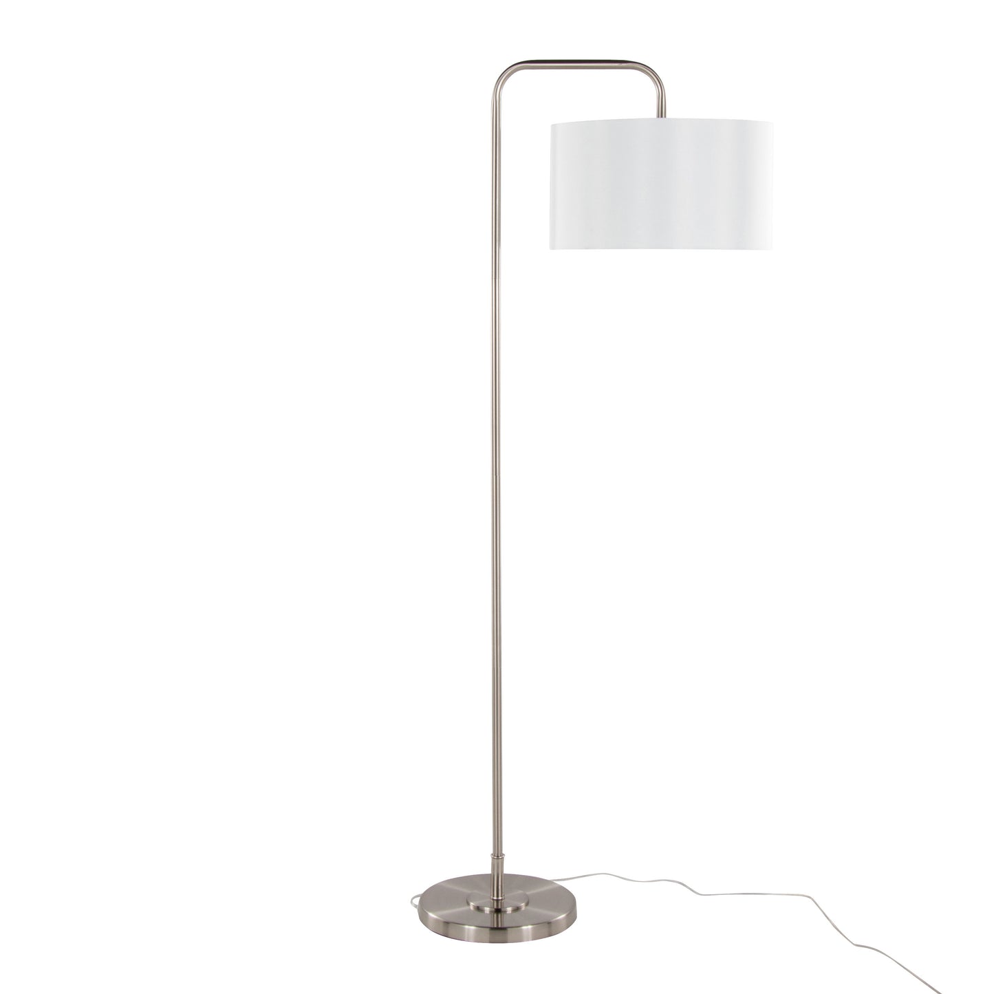 Puck - Contemporary Floor Lamp - Nickel / White