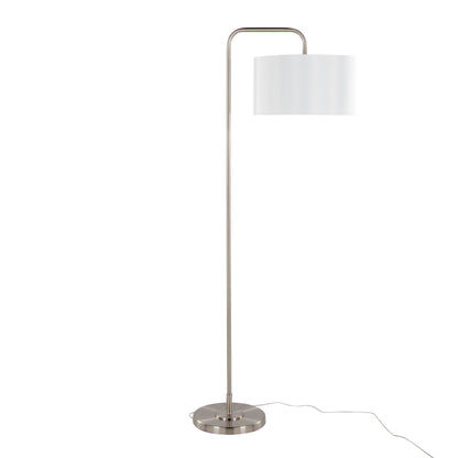 Puck - Contemporary Floor Lamp - Nickel / White