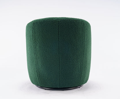 Teddy Fabric Swivel Accent Armchair Barrel Chair With Black Powder Coating Metal Ring - Dark Green