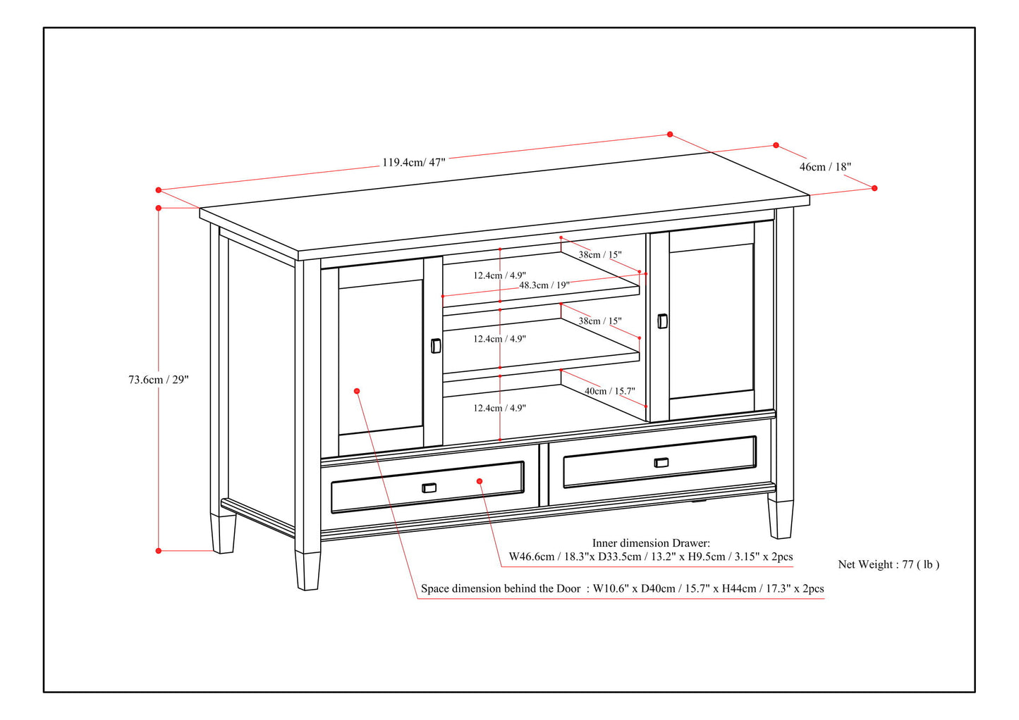 Warm Shaker - Handcrafted TV Media Stand - Russet Brown