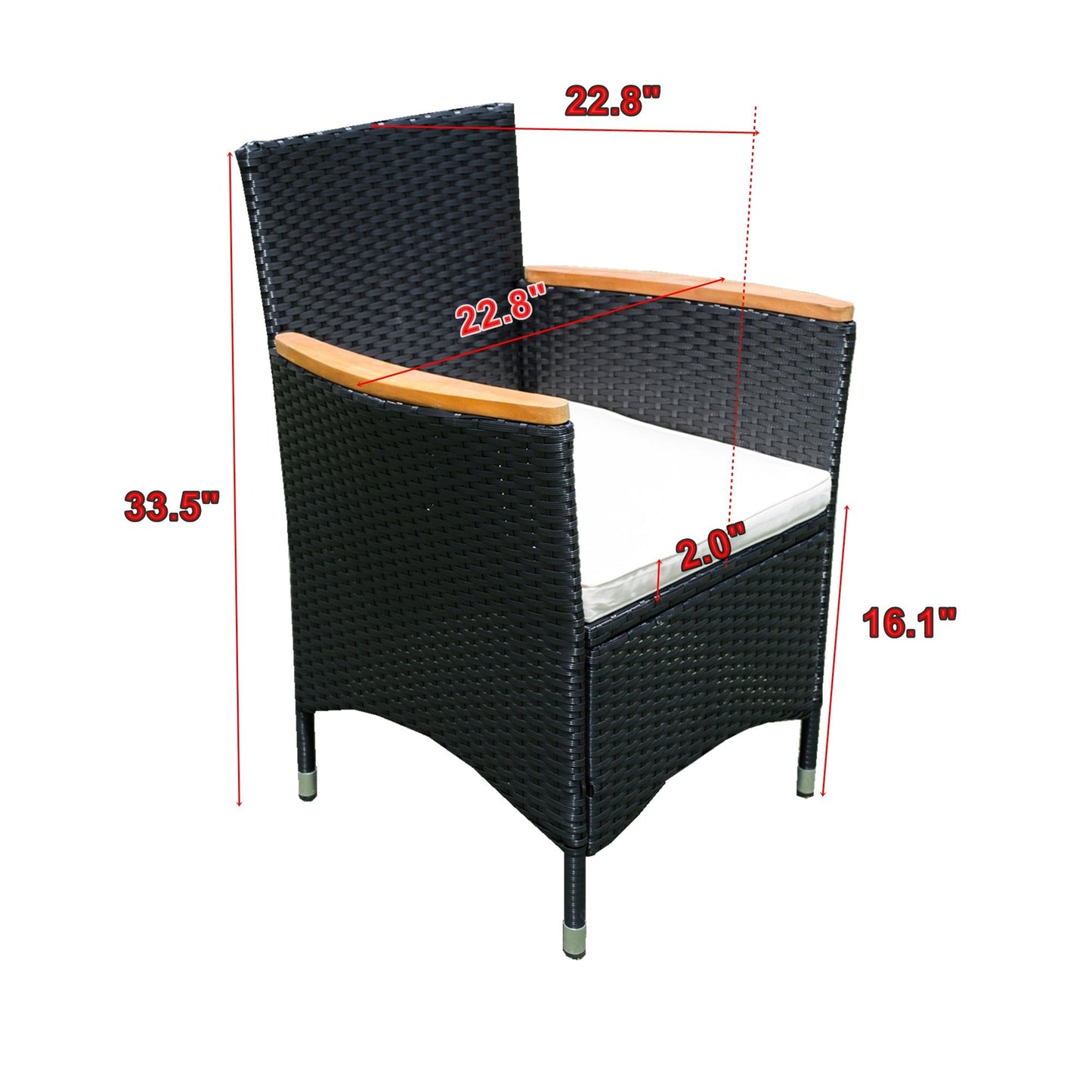 7 Piece Outdoor Patio Wicker Dining Set Patio Wicker Furniture Dining Set - Black / Cream
