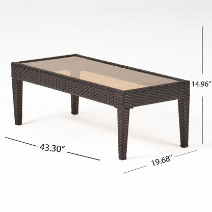 Antibes - 4 Pieces Wicker Chat Set - Brown / Beige