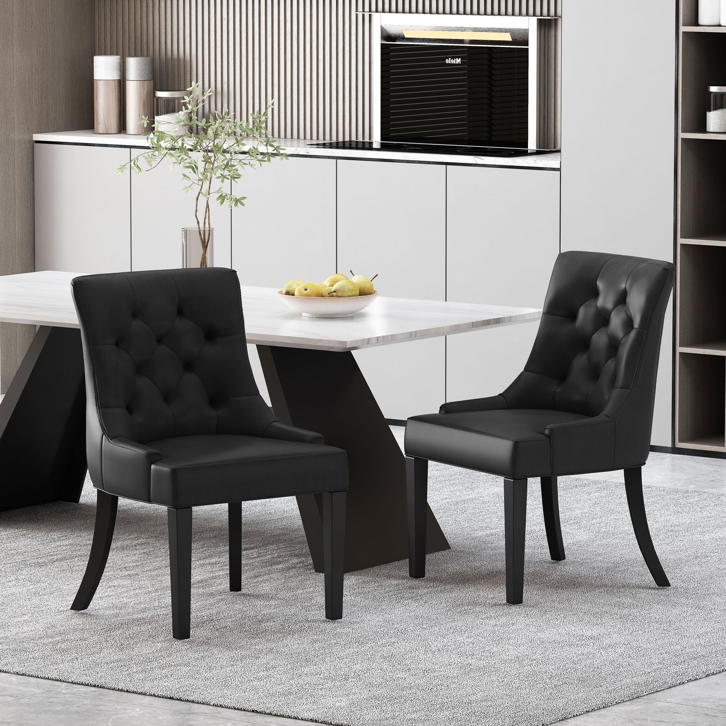 Cheney - Dining Chair (Set of 2) - Contemporary Style With Tufted Diamond Stitching - Black