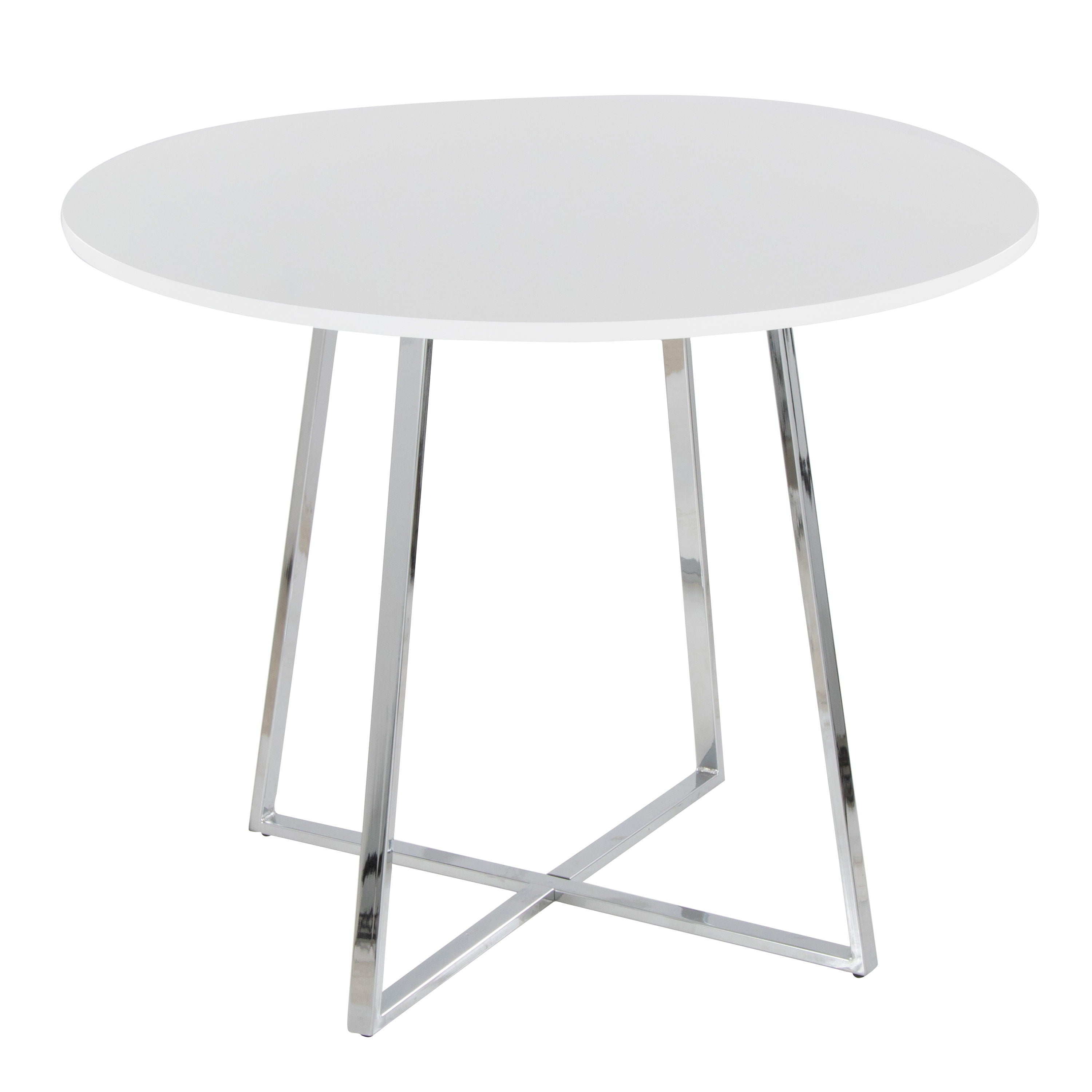 Cosmo - Canary Contemporary Dining Table - Chrome / White