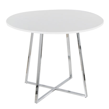 Cosmo - Canary Contemporary Dining Table - Chrome / White