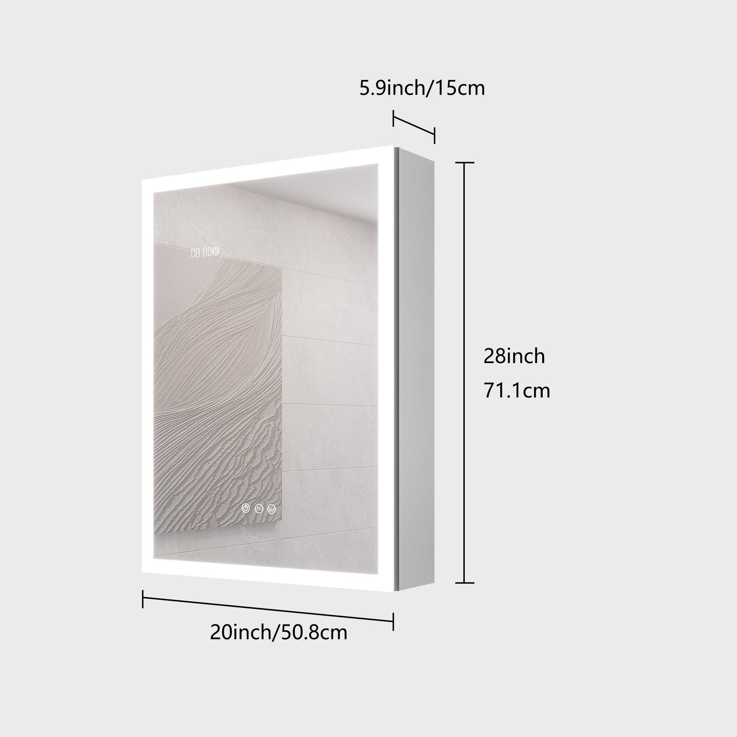 Bathroom Medicine Cabinet With Lights, LED Medicine Cabinet With Mirror, Lighted Medicine Cabinet With Defogger, Dimmer, Digital Clock & Temp Display, Surface Mount - Silver