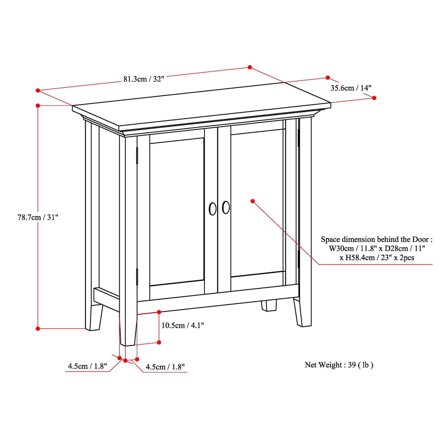 Redmond - Low Storage Cabinet - White