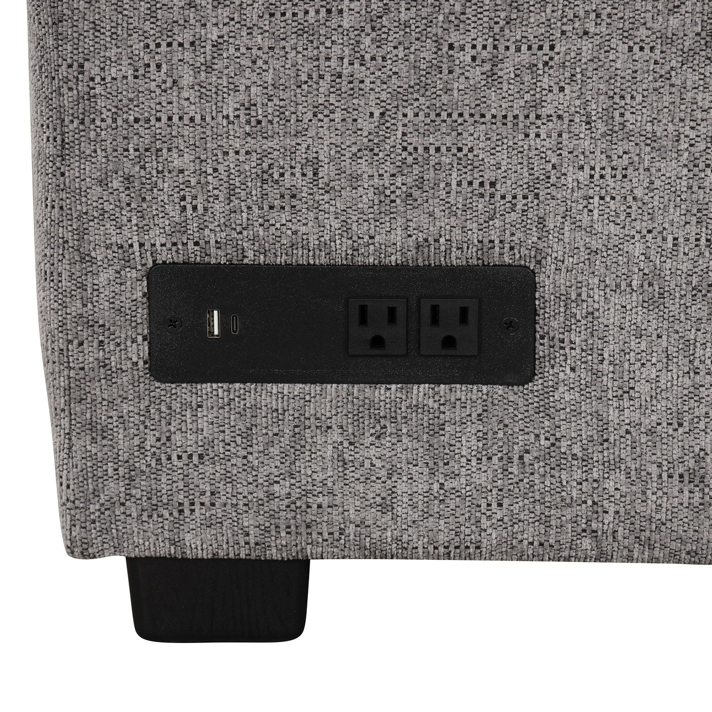 U-Shaped Sectional Sofa Pull Out Sofa Bed With Two USB Ports, Two Power Sockets, Three Back Pillows And A Storage Chaise For Living Room - Light Gray