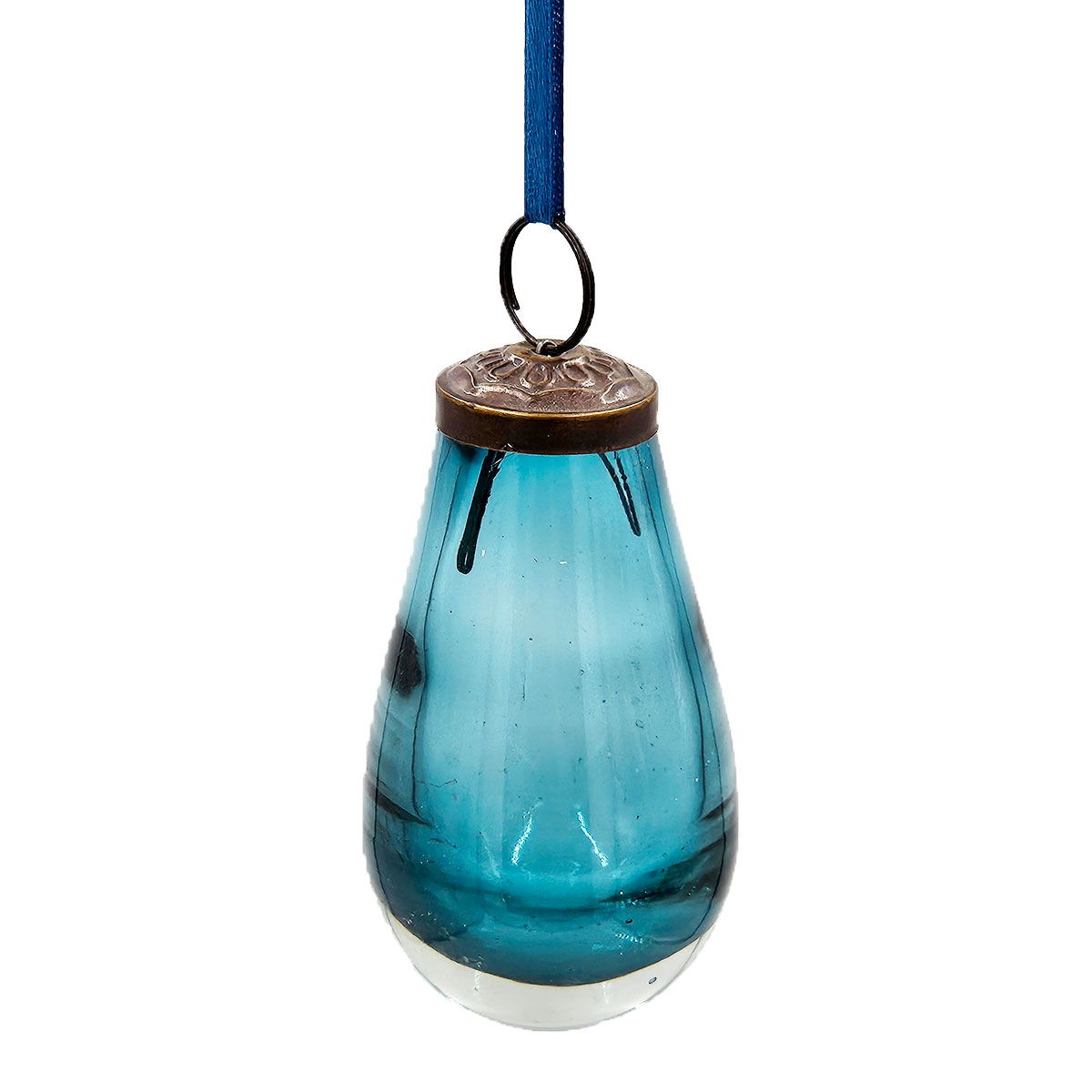 Luster Tear Drop Ornament, Glass Decorative Hanging Christmas Tree Ornaments For Holiday Party Decorations (Set of 12) - Blue