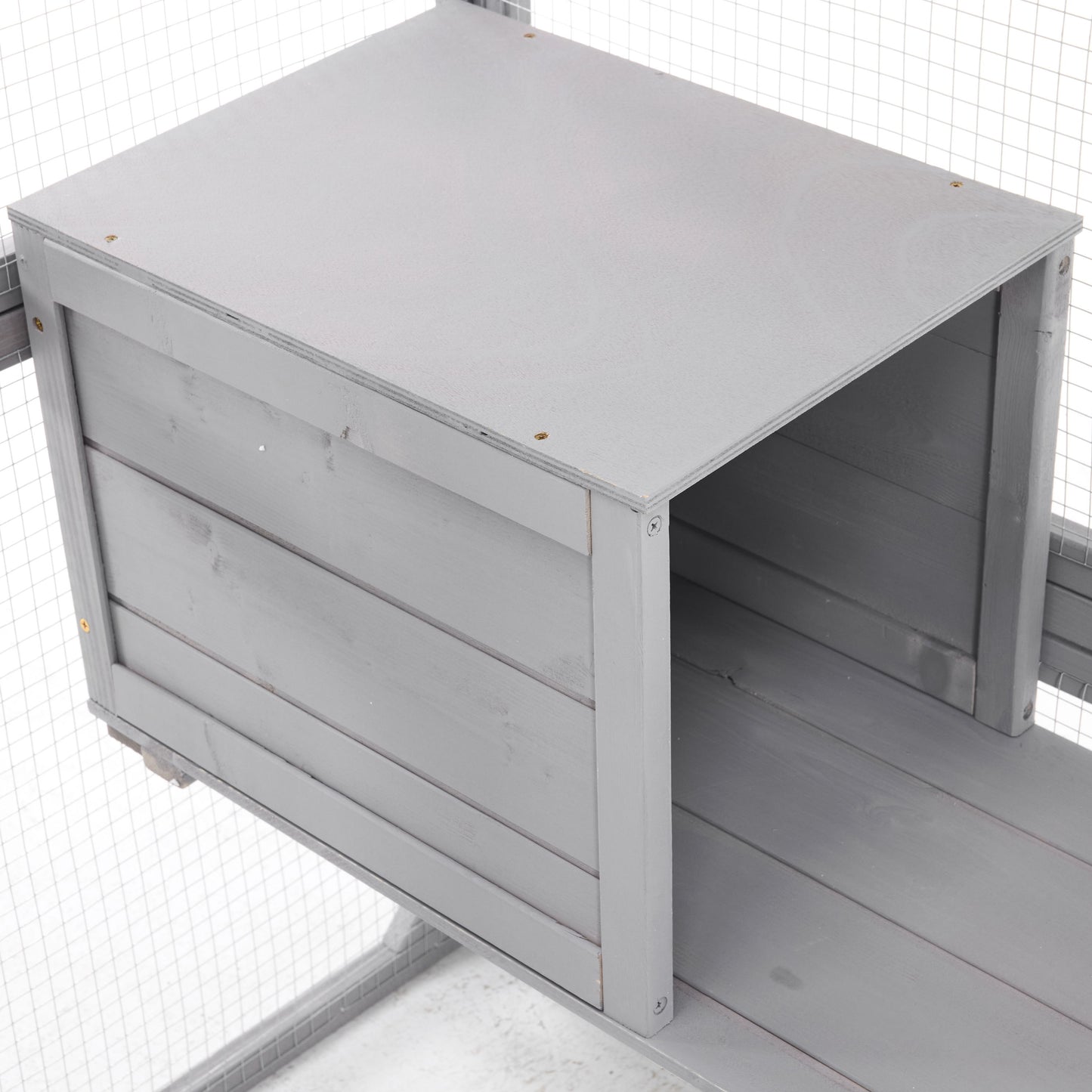 Outdoor Cat House, Diy Cat Enclosure Catio With Double Enter Doors - Light Gray