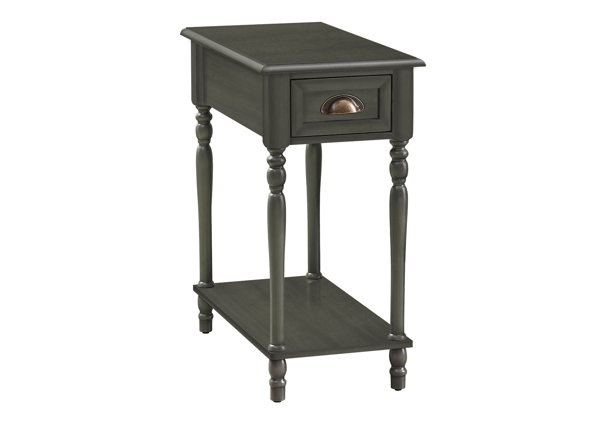 Accent Table, 2 Tier, Storage Drawer, Traditional - Green