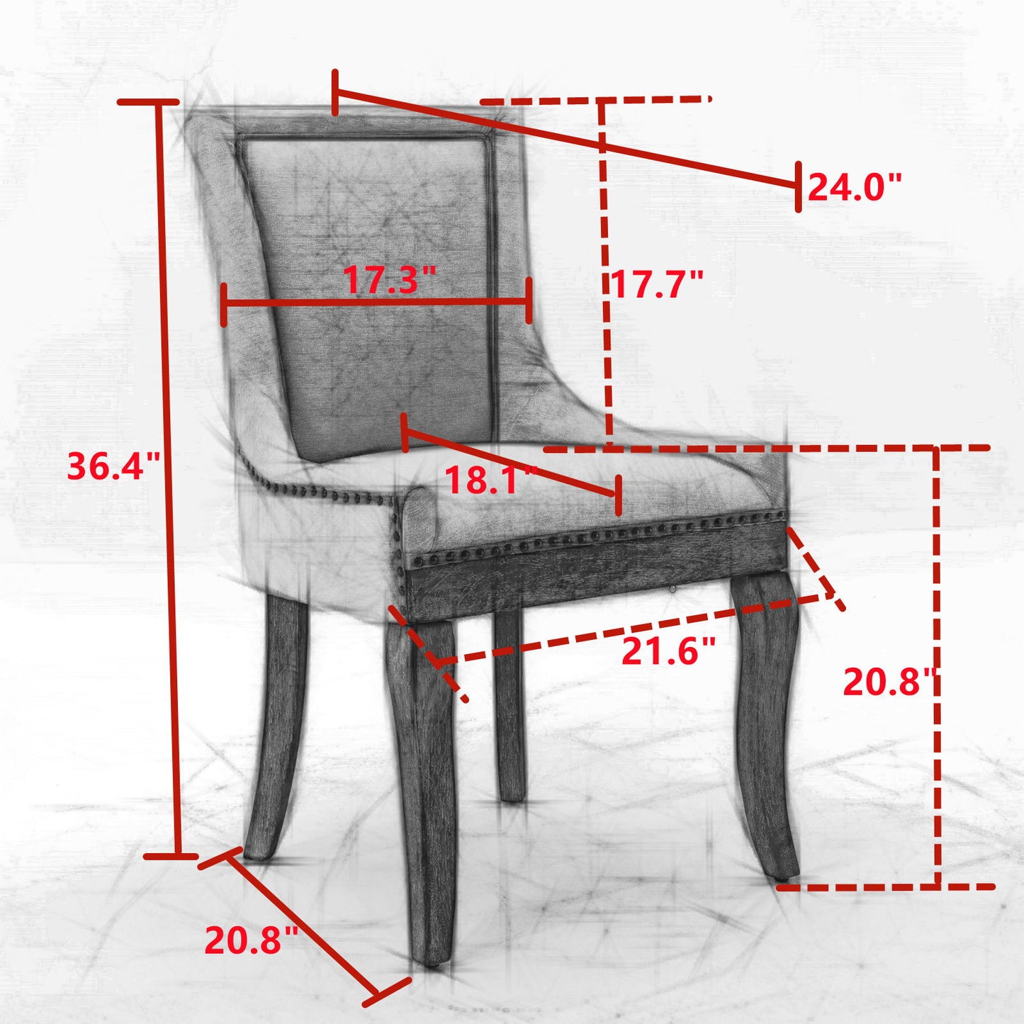 Ultra Side Dining Chair,Thickened Fabric Chairs With Neutrally Toned Solid Wood Legs, Bronze Nail Head (Set of 2) - Orange
