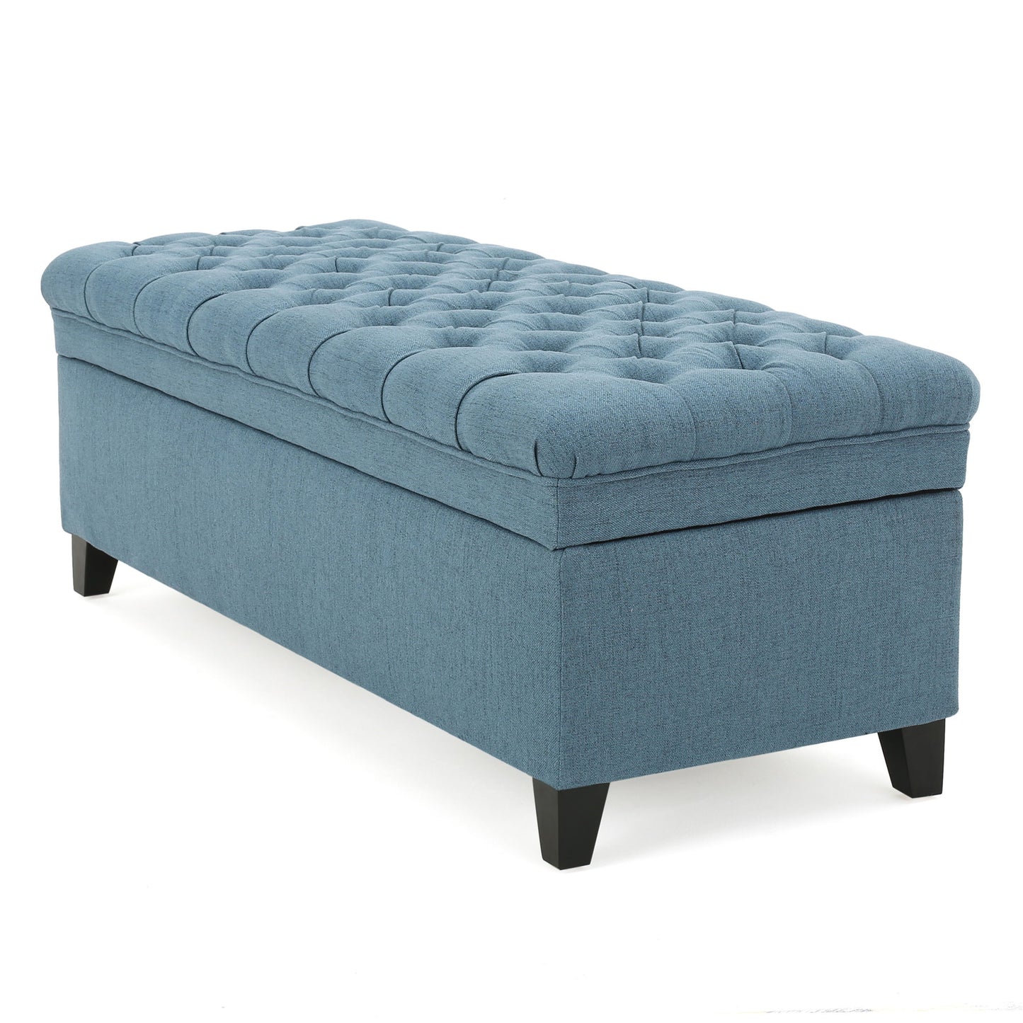 Juliana - Storage Ottoman With Stylish DesignÔøΩÔøΩÔøΩÔøΩÔøΩÔøΩÔøΩÔøΩÔøΩÔøΩÔøΩÔøΩÔøΩÔøΩÔøΩ Fabric And Birch Legs - Blue