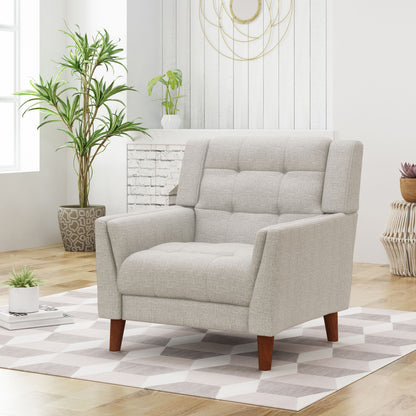 Luminaesque - Fabric Upholstered Armchair With Tufted Back - Beige