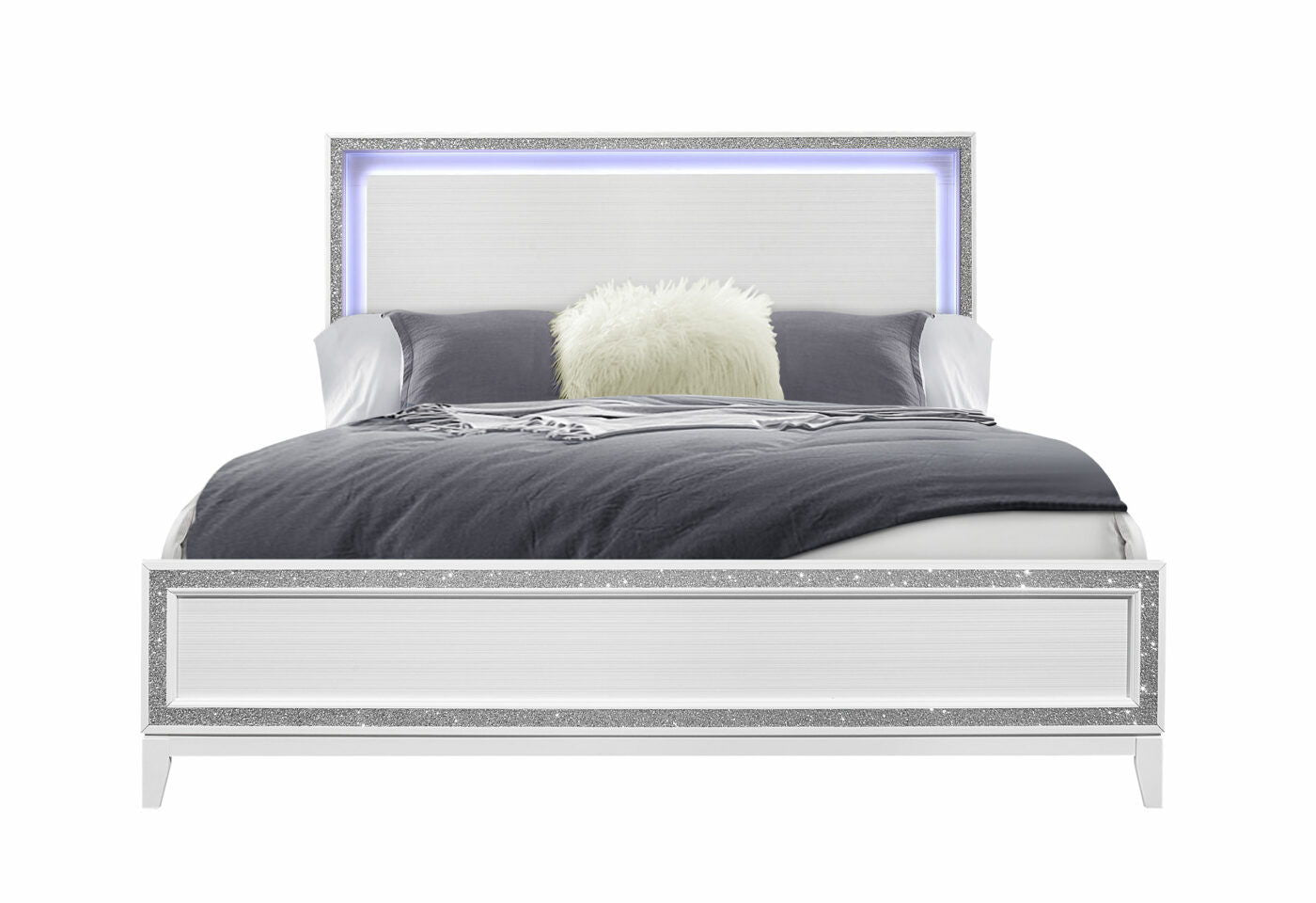 Almera - King Bed Glitter - White