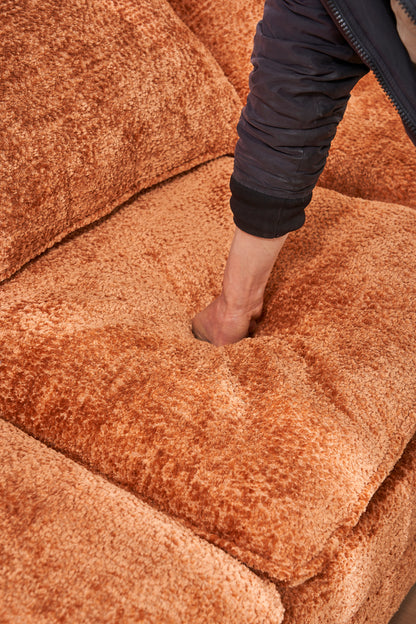 Modern Deep 3 Seat Sofa Couch With Ottoman, Polyester Sofa Sleeper Comfy Upholstered Furniture For Living Room - Orange