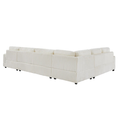 Oversized Sectional Sofa U - Shaped Sofa Couch Modern Sofa Upholstered In Soft Corduroy With A Chaise Lounge For Living Room - Beige