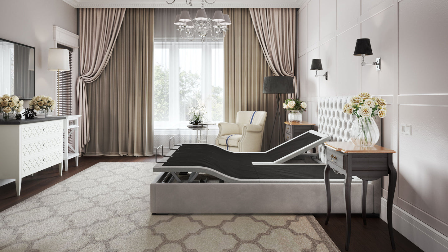 Btx5 - Flex Head California King Adjustable Bed Base With Head And Foot Position Adjustment - Black / Gray