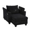 Convertible Chaise Lounge Sofa Chair Bed With USB Ports, Cup Holders & Storage - Black