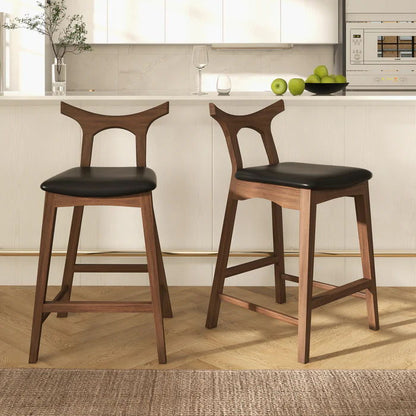 Hester - Upholstered Square Bar Chair (Set of 2) - Black / Brown