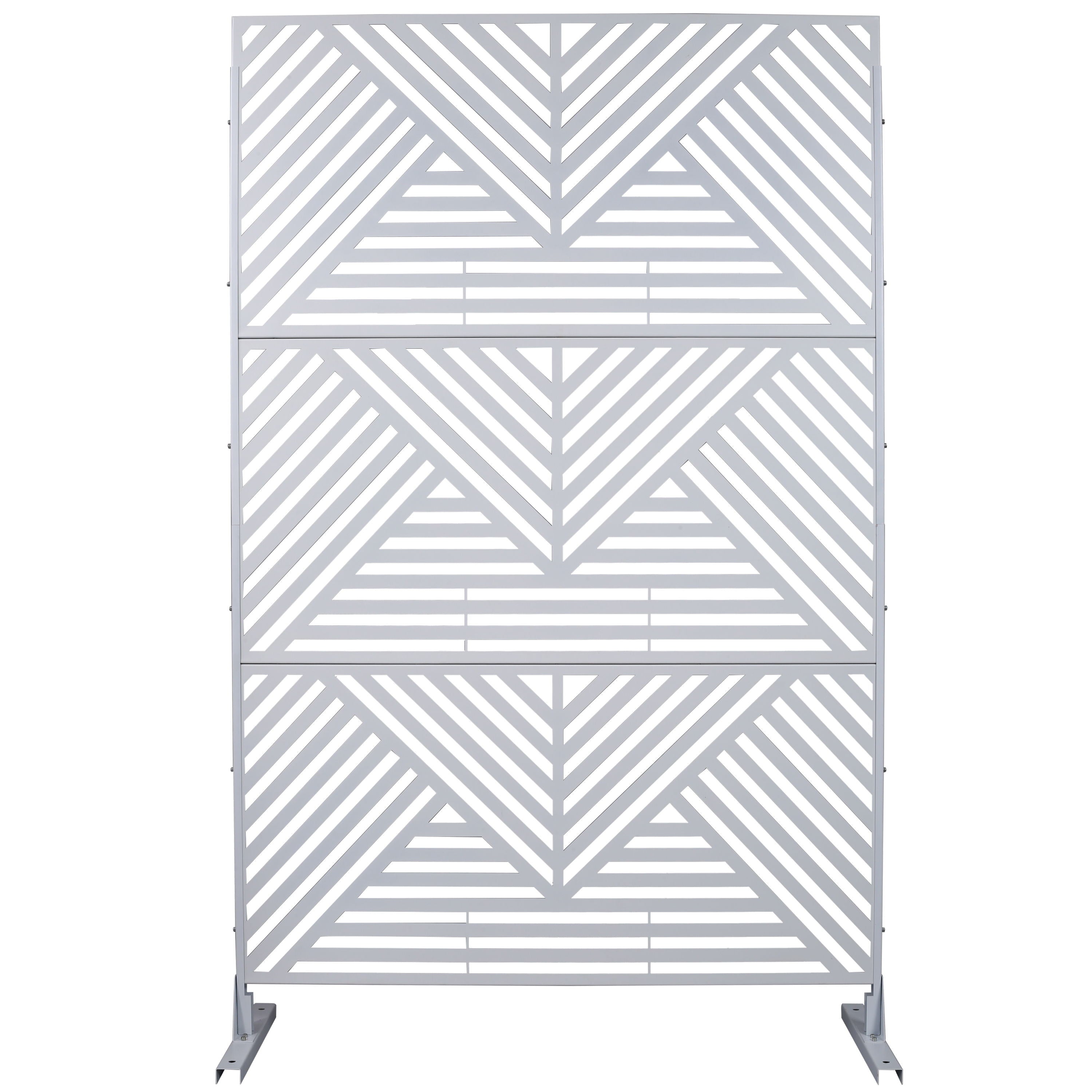 Outdoor & Indoor Privacy Screen Metal Privacy Screen, Freestanding Decorative Privacy Screen For Deck Balcony Patio, Privacy Fence Panels - White