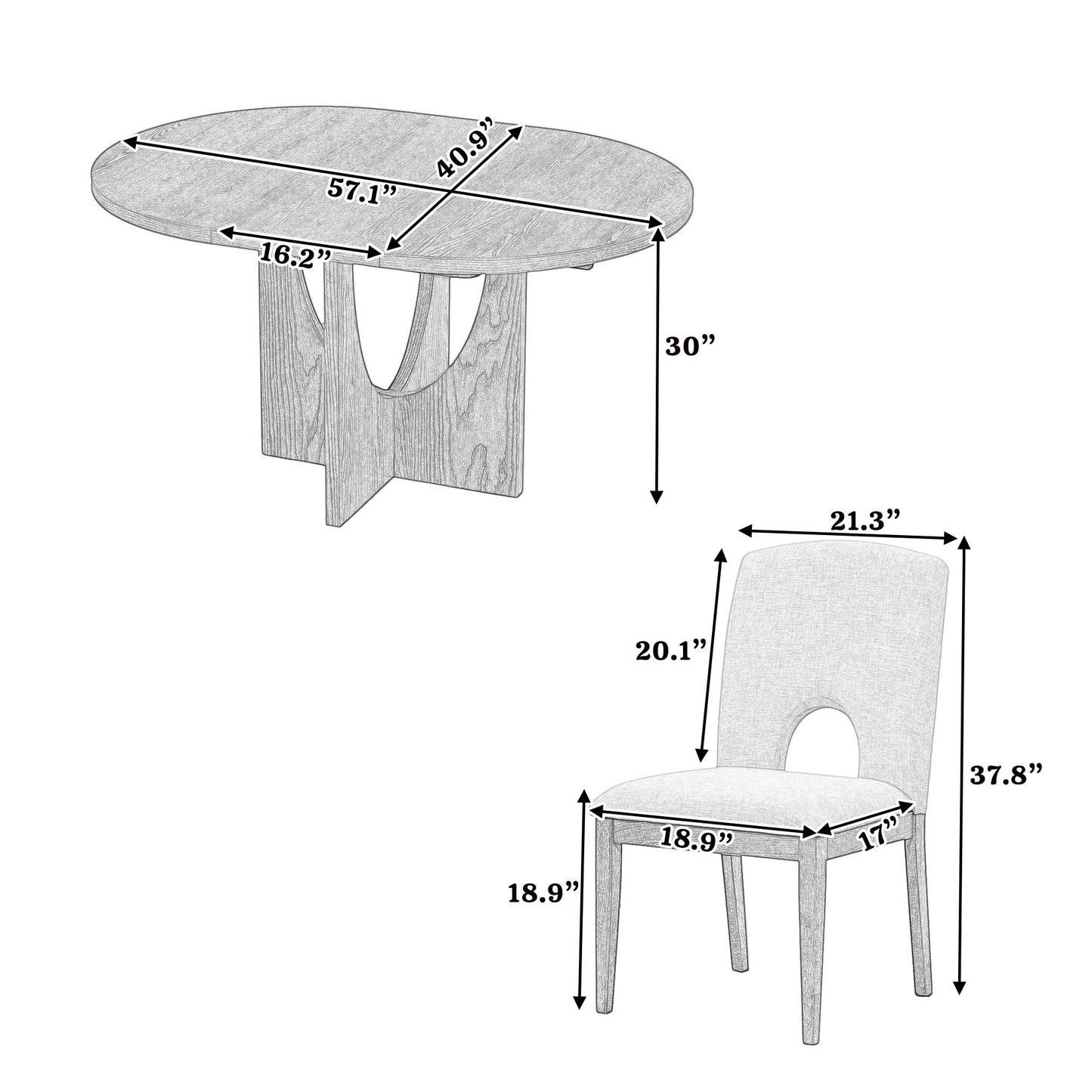 Topmax - 5 Piece Modern Extendable Round Dining Table Set With Removable Leaf For Small Places - Walnut / Beige