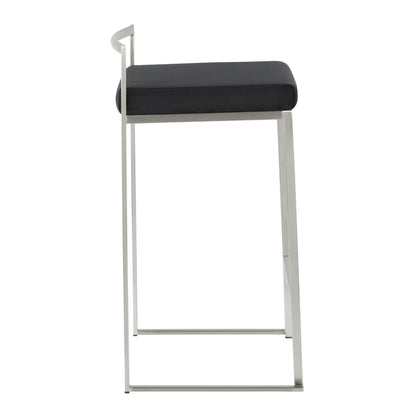 Fuji - Contemporary, Stackable Counter Stool (Set of 2) - Black